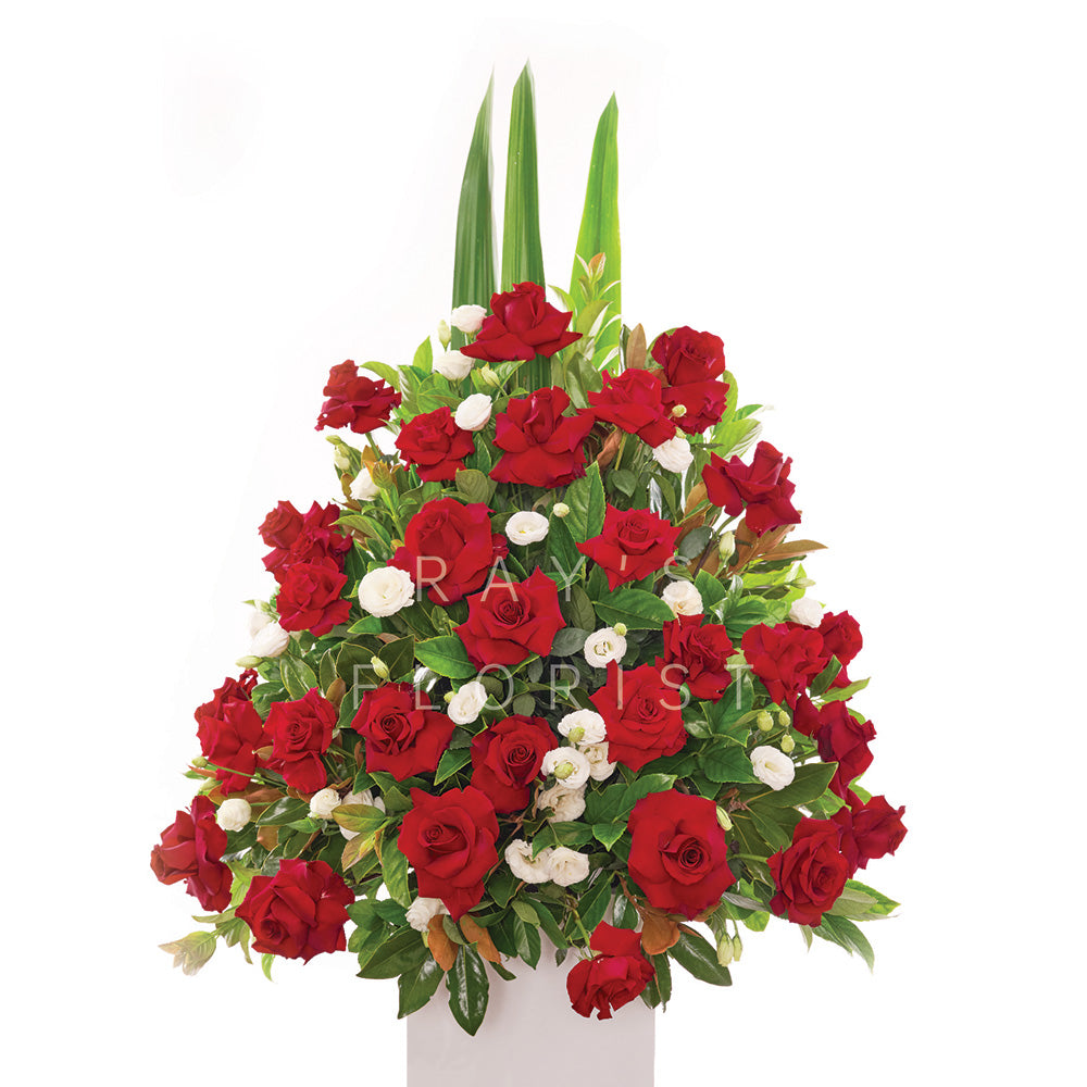 Traditional Rose & White Lisianthus Bowl