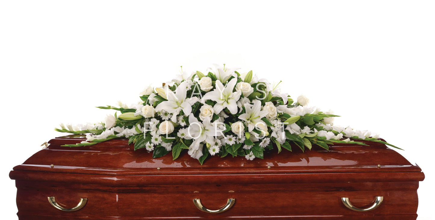Traditional All White Casket Spray