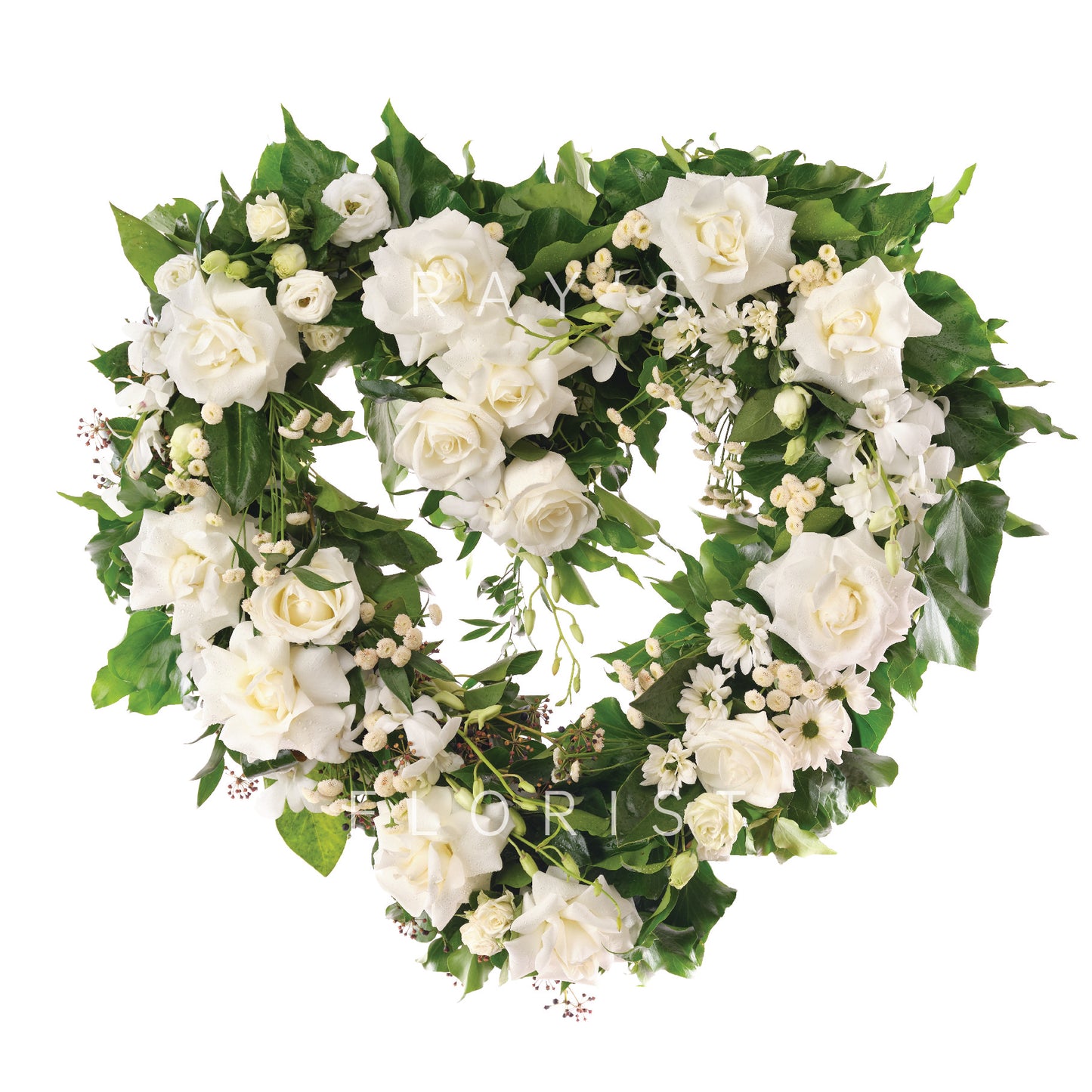 Open Heart with Whites & Greenery