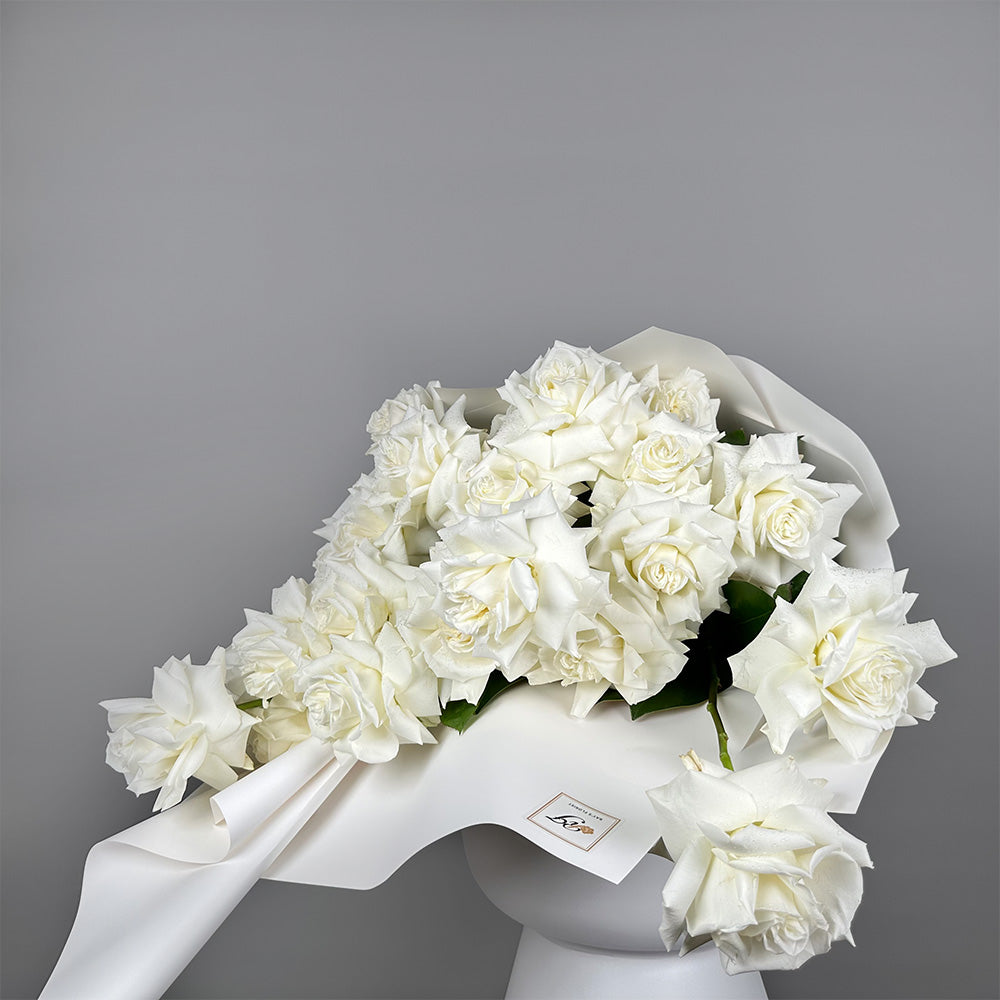 24 Reflexed White Rose Bouquet