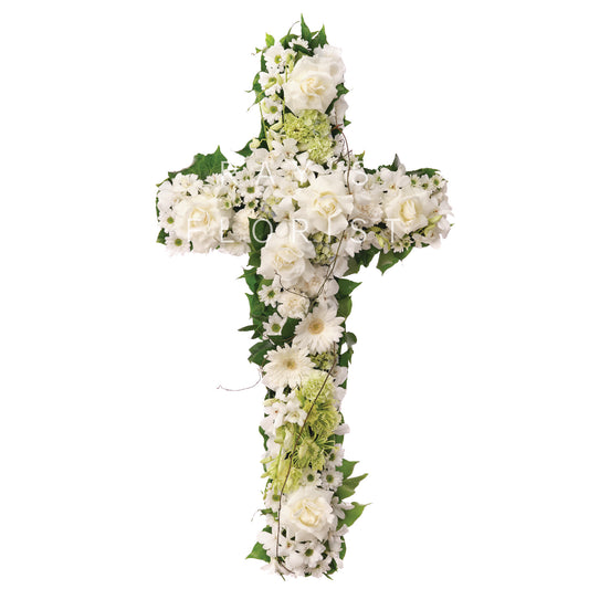 Contemporary Cross with Whites & Green